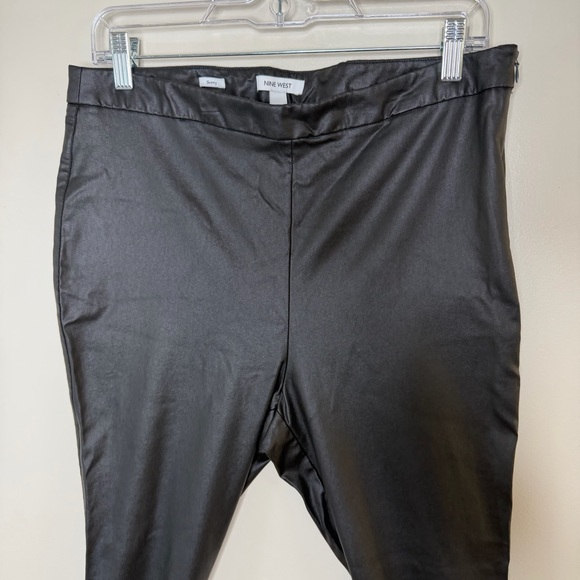 Nine West Faux Leather Black Pants with Side Zippers at Hem. - Picture 3 of 14